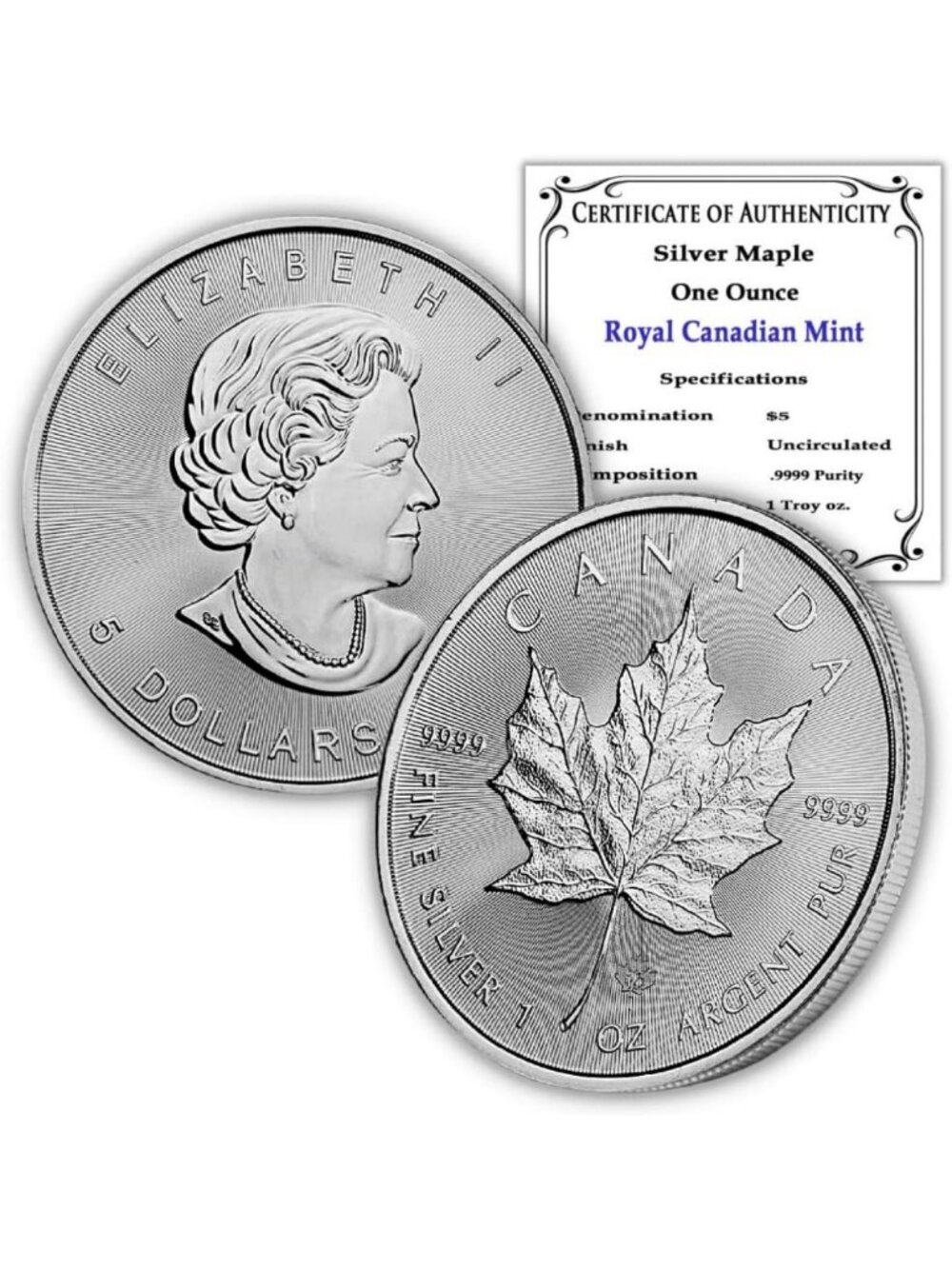 1 oz Canadian Silver Maple Leaf Coin - BU Condition, Perfect for Collectors!